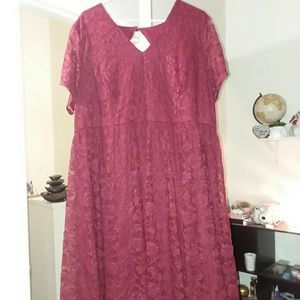 Red lace knee length dress 4x